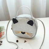 Bolsa Gato Gatinho Preta Couro Sintético Ecológico