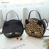 Bolsa Gato Gatinho Preta Couro Sintético Ecológico